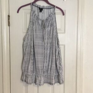 Vintage Worthington White & Black Striped Sleeveless Peasant Top